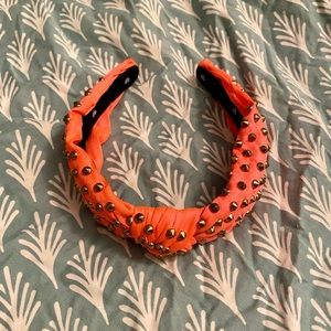 Rare Lele Sadoughi Coral Headband with brass spikes